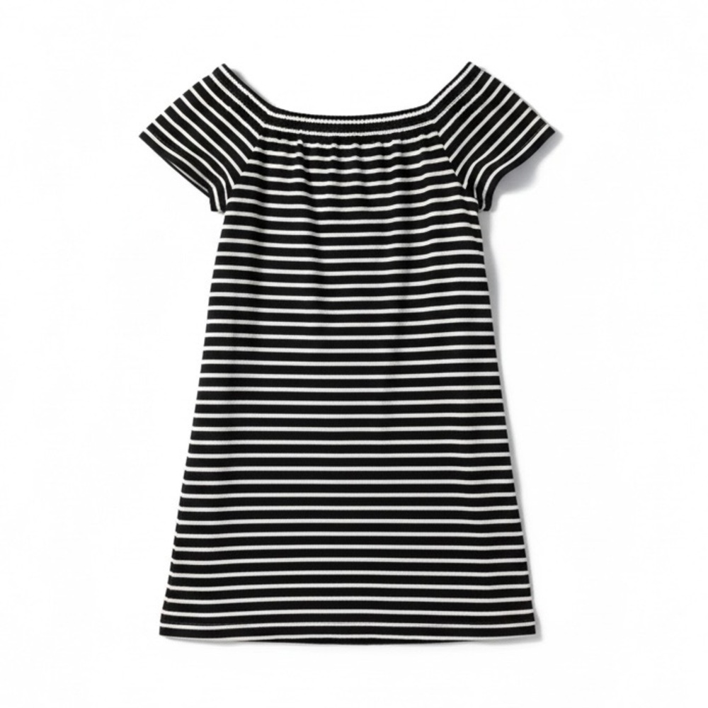Black & White Striped Off-Shoulder Women's Dress